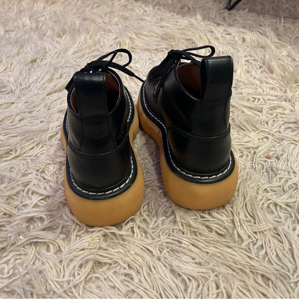 BOTTEGA VENETA Bounce Black Leather Gum Sole High Top Lace Up Boot Sneaker 38 - Picture 3 of 6